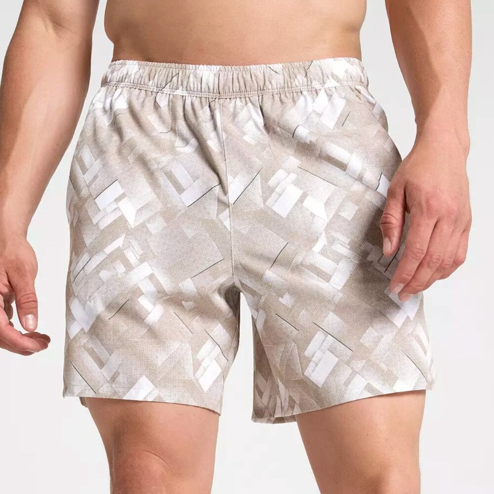 DSG Men's 6" Agility Shorts, Warm Stone Grid Iron, Medium, NWT
